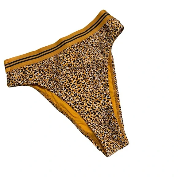 SEAFOLLY High Waist Bikini Bottoms Spirit Animal Gold Navy  Sz US 8 - Picture 5 of 11
